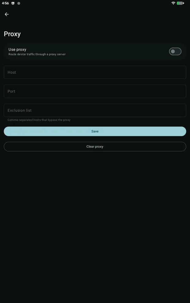 Proxy settings