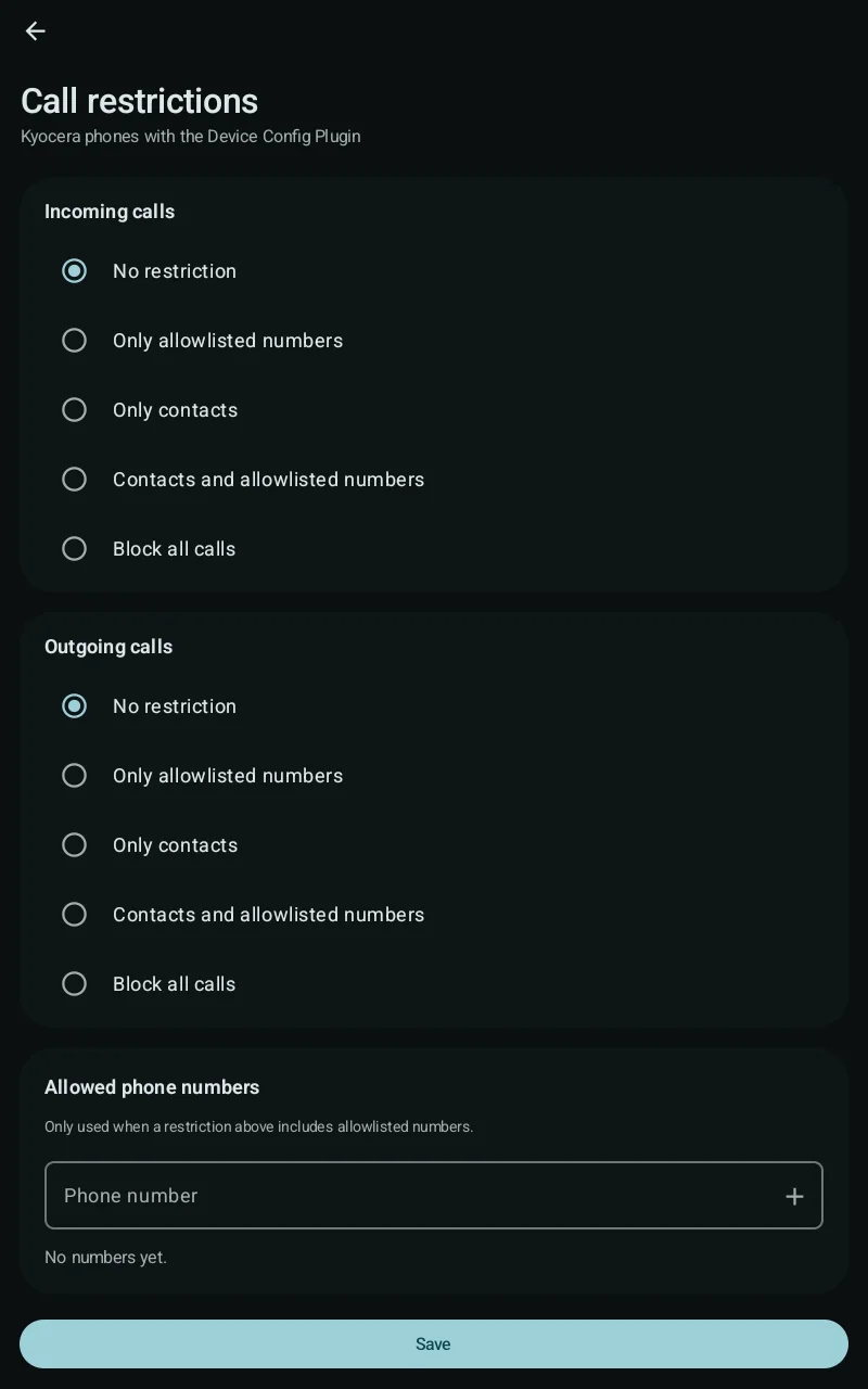 Call restrictions