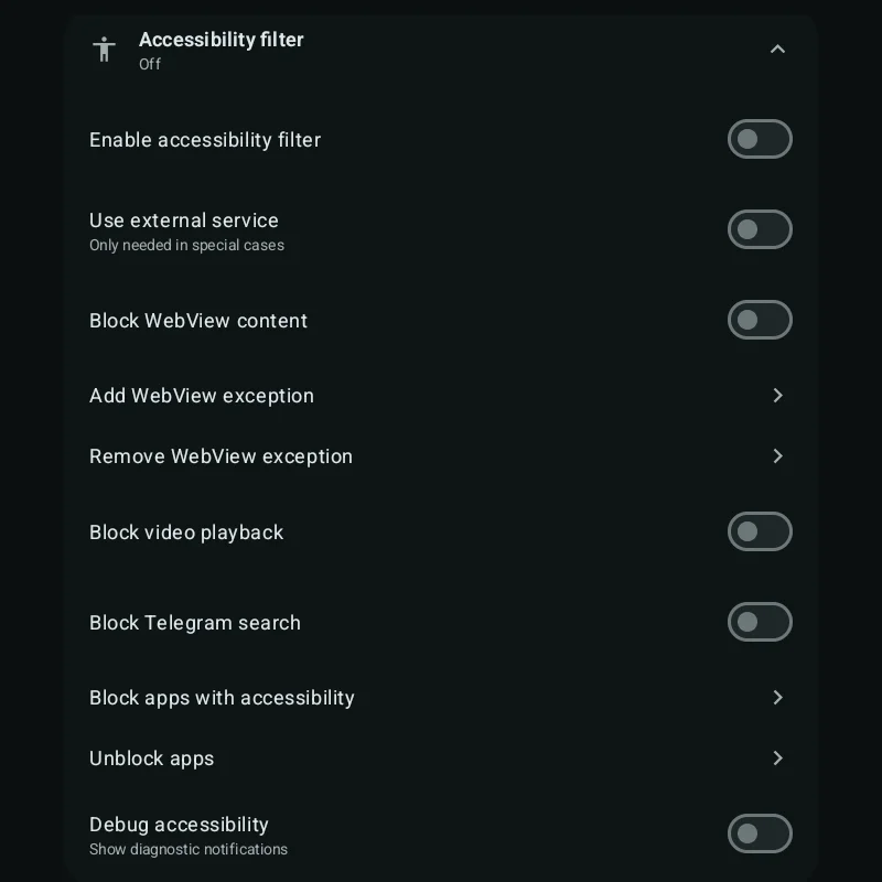 Accessibility filter