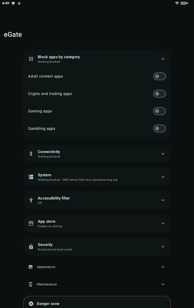 Block apps by category